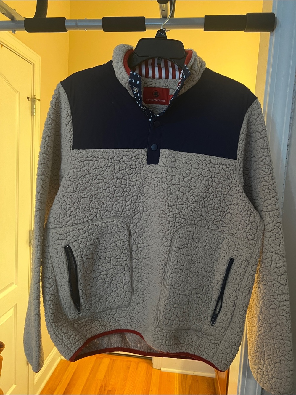 Southern Proper Navy & Light Gray Sherpa Pullover